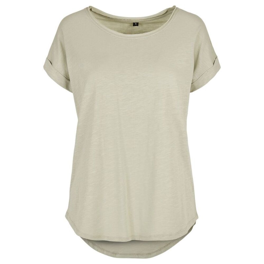 Build Your Brand Womens/Ladies Long Slub T-Shirt / Soft Salvia